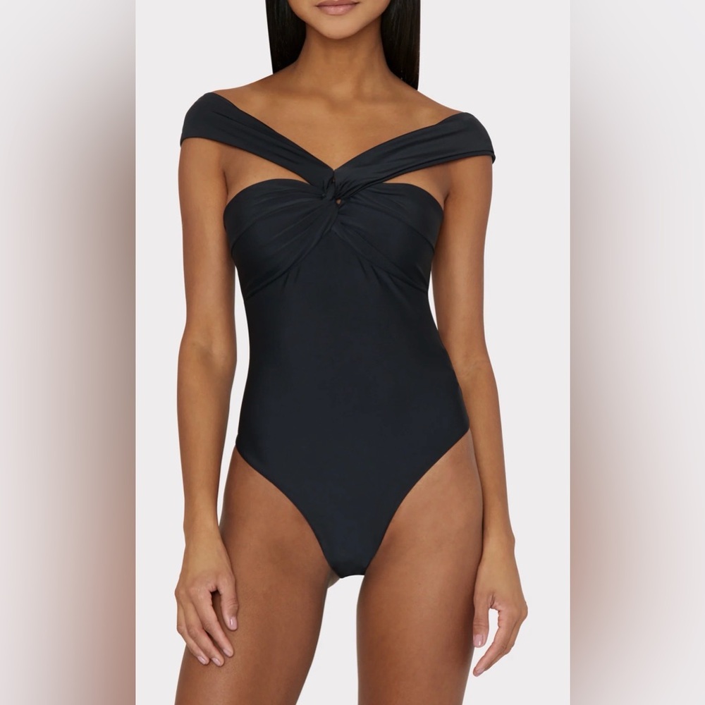 MILLY Betsy Draped Bandeau One Piece Swimsuit Womens small 🖤 NWT